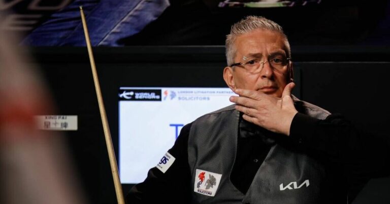 Snooker star, 58, falls off chair as audience alarmed at World Seniors Championship