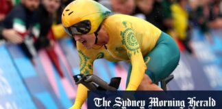 Australia’s Grace Brown wins a gold medal in women’s road cycling