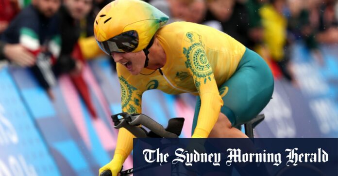 Australia’s Grace Brown wins a gold medal in women’s road cycling