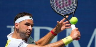 Grigor Dimitrov in action ahead of the ATP Shanghai Masters.