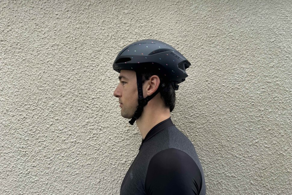 HJC Furion 2.0 helmet from the side worn by review writer