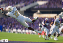 A Coloro Buffalo receiver catches the football as seen in EA