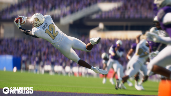 A Coloro Buffalo receiver catches the football as seen in EA