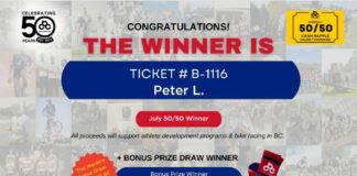 July 50/50 Winner Announced - Cycling BC