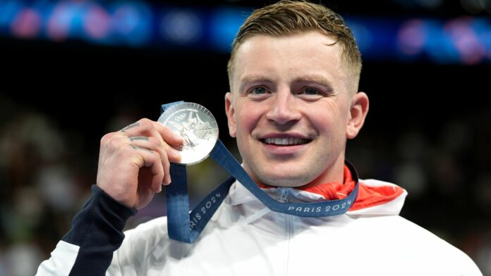 Great Britain's Adam Peaty with his silver medal. Pic: PA