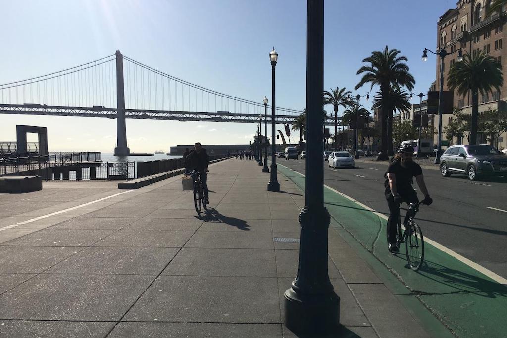 Cycling on the Embarcadero in San Francisco