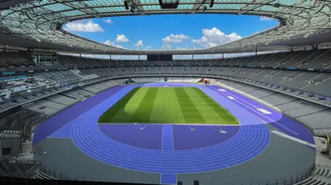 Getty Images The new track of the Stade de France, the Olympic Stadium of the Paris 2024 Olympic and Paralympic Games