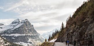 Cyclists on Going-to-the-Sun Road 