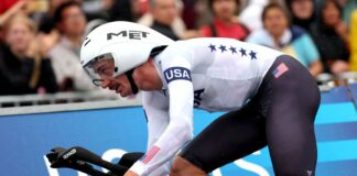 PARIS FRANCE JULY 27 Brandon McNulty of Team United States competes during the Mens Individual Time Trial on day one of the Olympic Games Paris 2024 at Pont Alexandre III on July 27 2024 in Paris France Photo by Tim de WaeleGetty Images