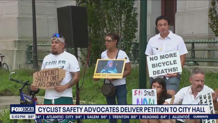 Cycling advocates deliver petition for stricter safety protections to City Hall | FOX 29 Philadelphia