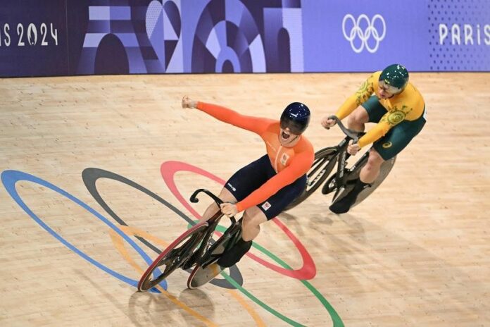 Dutch cycling master Harrie Lavreysen paints Paris Olympics velodrome orange