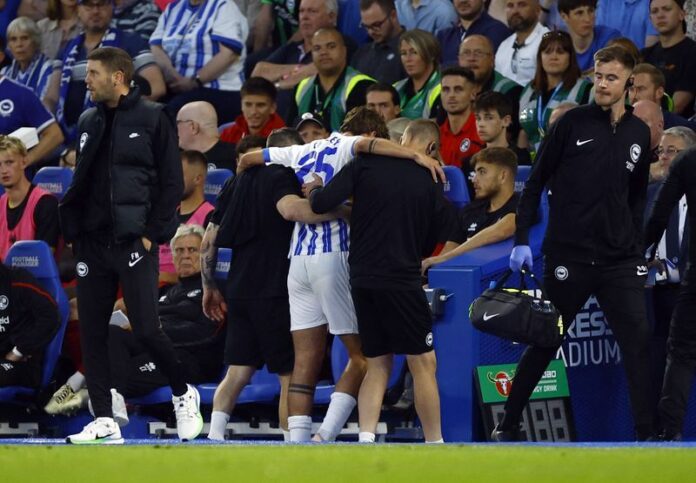 Football: Soccer-O'Riley injured as Brighton fly past Crawley 4-0 in League Cup