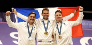 France’s golden night capped on the track with sensational 1-2-3 sweep in cycling BMX Racing men’s final