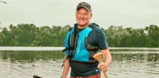 U.S. Sen. Tim Kaine with canoe