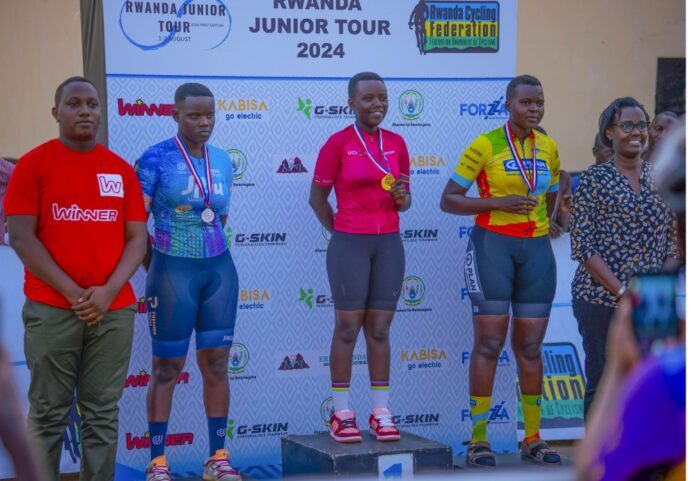 Winner Rwanda awarded the top sprinter in each stage and recognised the top three female cyclists in the Under-19 category during the race on the second day.