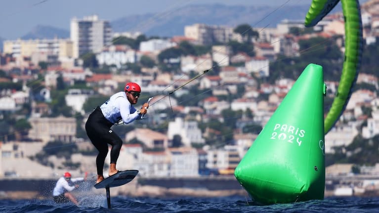 Lukas Walton-Keim in Olympics kitesurfing at Marseille.