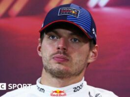 Max Verstappen pictured at a Singapore Grand Prix news conference