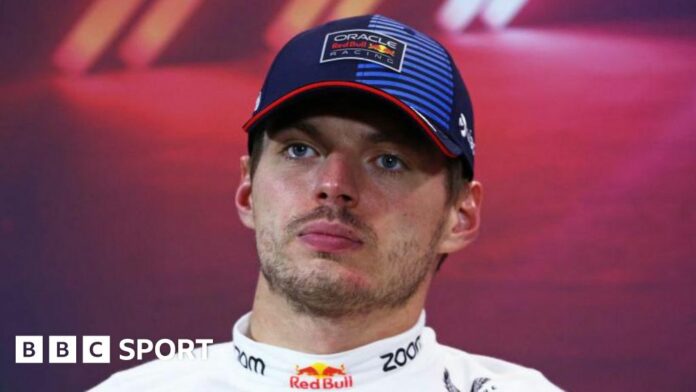 Max Verstappen pictured at a Singapore Grand Prix news conference