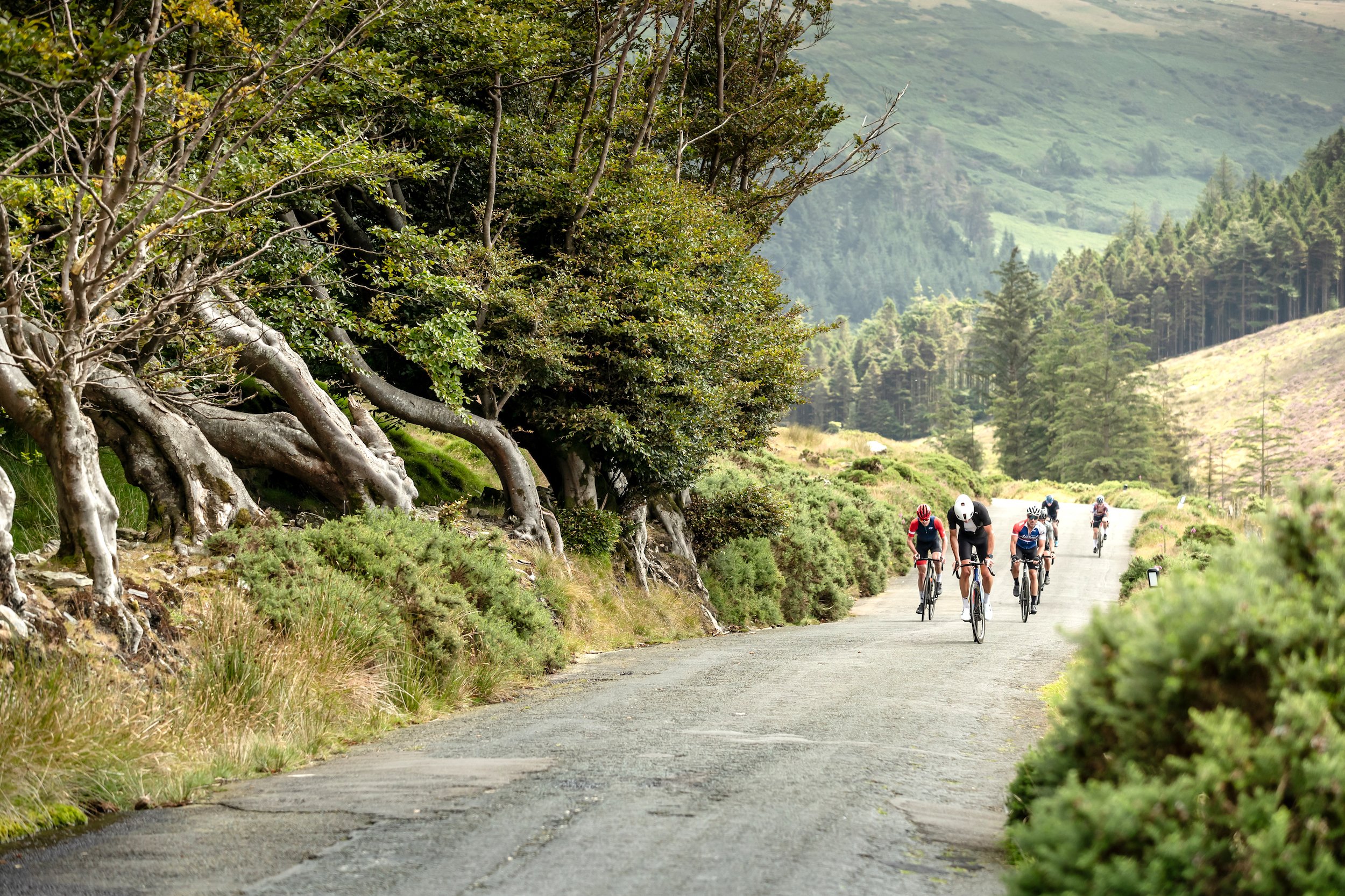 Cyclists climb one of the hills on the route of the Gran Fondo Isle of Man