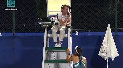 The former British No1 communicated with the umpire after she appeared to notice someone watching the match