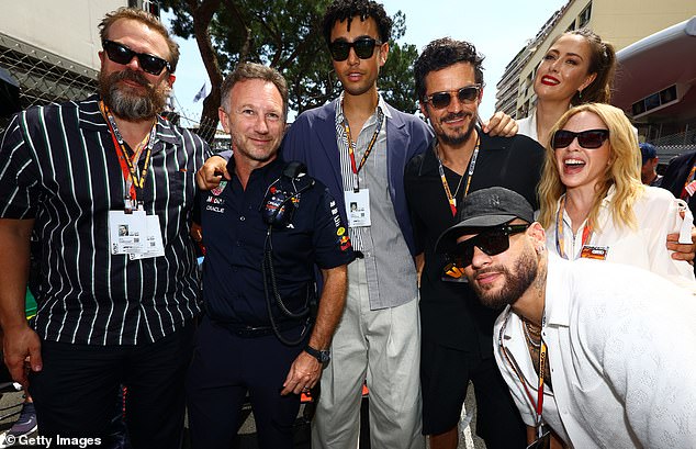 VIPs: Redbull Team Principal, Christian Horner with David Harbour, Archie Madekwe, Orlando Bloom, Kylie Minogue, Maria Sharapova and Neymar