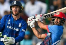 Ikram Alikhil (right) bats for Afghanistan while England captain Jos Buttler (left) keeps wicket