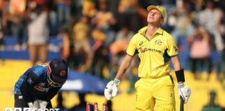 Adam Zampa reacts after being bowled