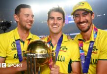 Mitchell Starc, Pat Cummins, Josh Hazlewood celebrate winning 2023 World Cup