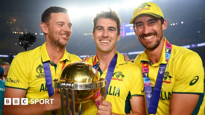 Mitchell Starc, Pat Cummins, Josh Hazlewood celebrate winning 2023 World Cup