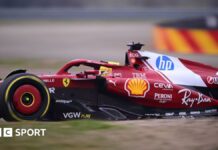 Lewis Hamilton drives the Ferrari SF-25 at the Fiorano circuit in Italy ahead of his debut for the team in the 2025 Formula 1 season