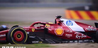 Lewis Hamilton drives the Ferrari SF-25 at the Fiorano circuit in Italy ahead of his debut for the team in the 2025 Formula 1 season