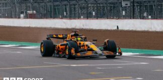 McLaren’s 2025 Formula 1 on track at Silverstone