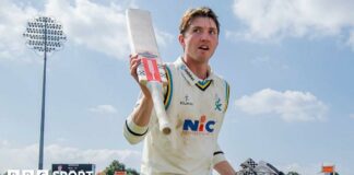 George Hill acknowledges the crowd after his century for Yorkshire