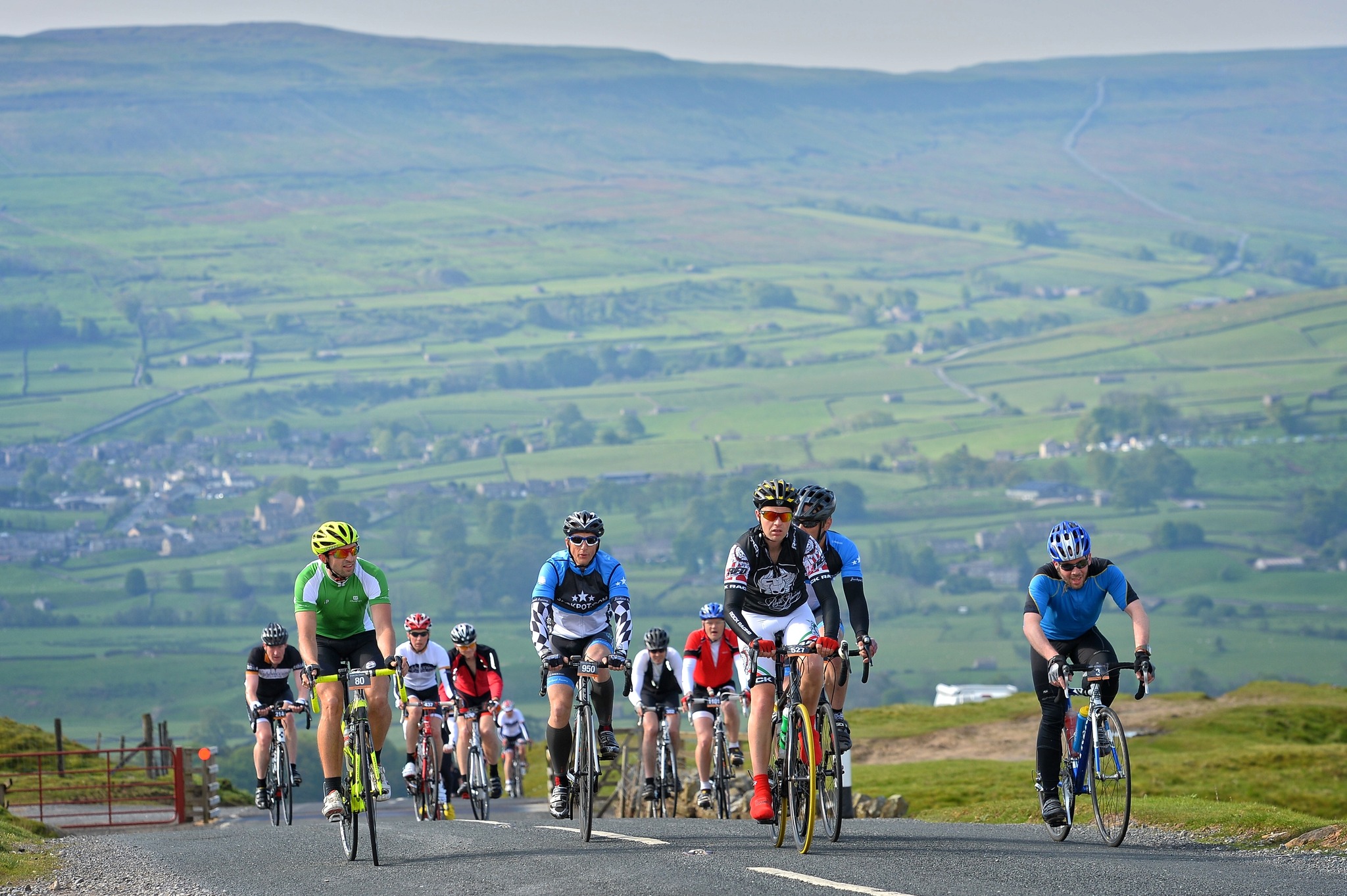 Riders at the Etape Dales battle up one of the route's challenging climbs