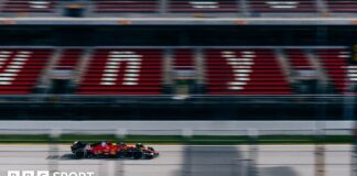 Lewis Hamilton in a 2023 Ferrari at the Circuit de Barcelona-Catalunya