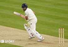 Max Holden bats during a County Championship match between Middlesex and Yorkshire at Lord's