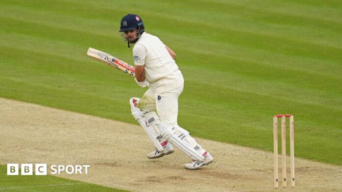 Max Holden bats during a County Championship match between Middlesex and Yorkshire at Lord's