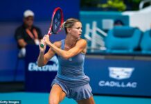 Camila Giorgi, 33, seen here in action in Miami in 2023, retired from tennis without fanfare last year amid accusations of tax evasion and unpaid rent in her native Italy