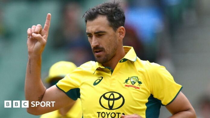 Australia's Mitchell Starc celebrates a wicket