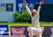 Australia spinner Nathan Lyon celebrates a wicket