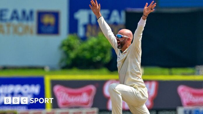 Australia spinner Nathan Lyon celebrates a wicket