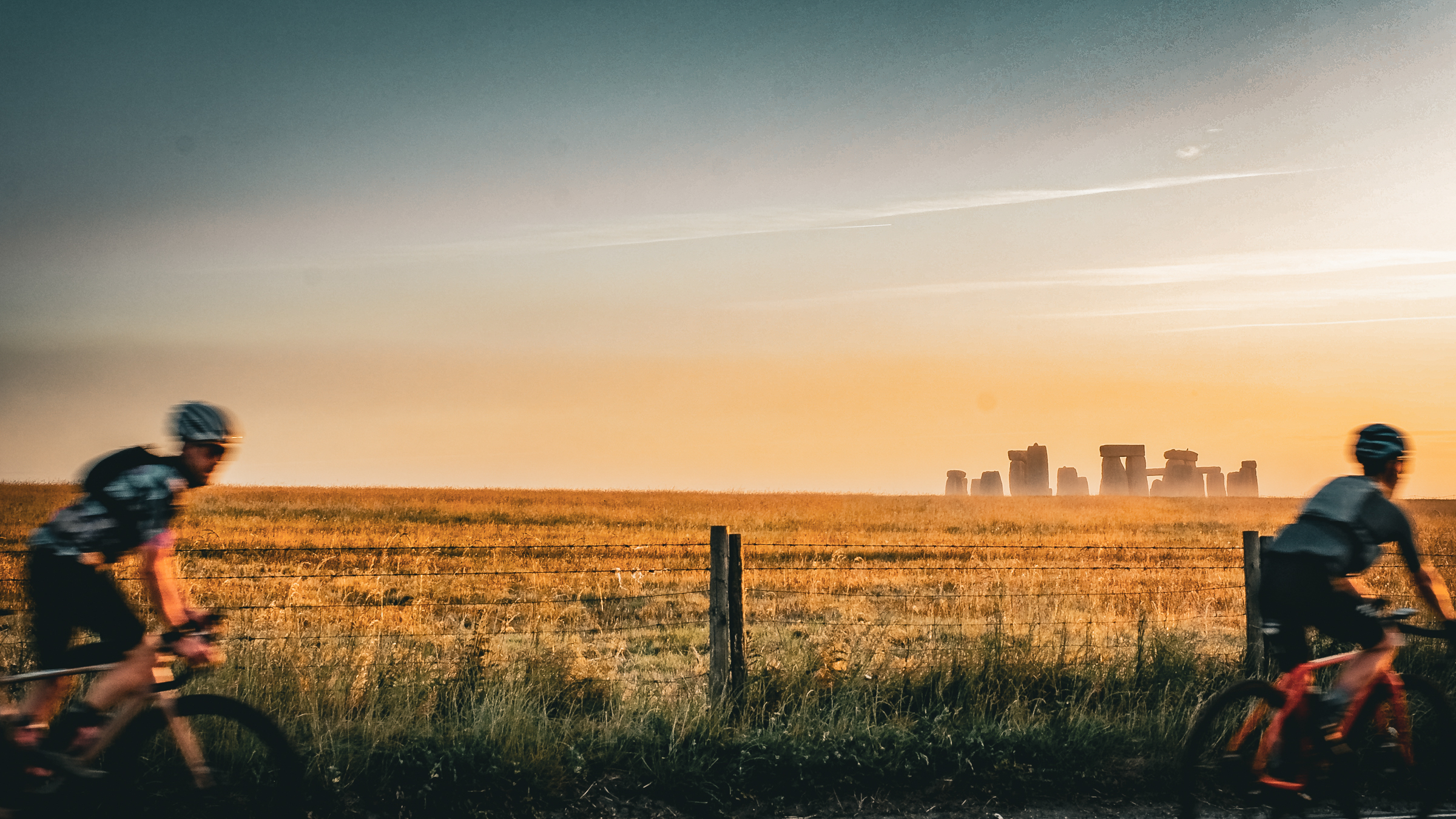 Riders passing Stonehenge as part of the Stone Circle event