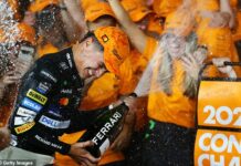 Cheers: McLaren driver Lando Norris will be fighting for the Championship in 2025