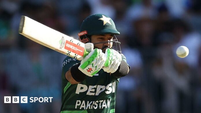 Mohammad Rizwan plays a hook shot to a short ball