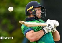 Ross Adair in action against Pakistan at Clontarf last May