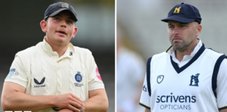 Warwickshire's winter signing from Middlesex, paceman Ethan Bamber (left) and left-arm wrist spinner Jake Lintott