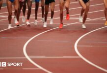 A generic close-up of the legs of athletes during a race