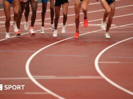 A generic close-up of the legs of athletes during a race