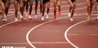 A generic close-up of the legs of athletes during a race