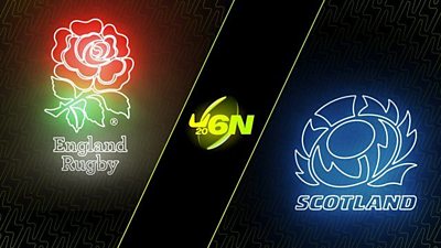 neon images of England Rugby and Scotland Rugby logos. U6N 20 in neon in the middle in a rugby ball